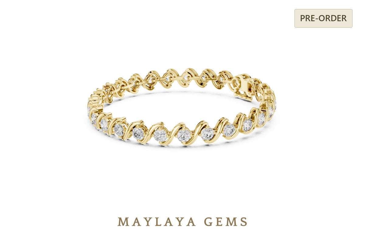 Maylaya gems lab grown diamond bracelet in yellow gold