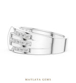Load image into Gallery viewer, Maylaya Gems 0.748 ct Round Channel Bar Lab-Grown Diamond Men's Ring in white gold