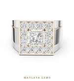 Load image into Gallery viewer, Maylaya Gems 2.320 ct Princess Halo Lab-Grown Diamond Men's Ring in white gold
