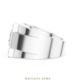 Load image into Gallery viewer, Maylaya Gems 2.320 ct Princess Halo Lab-Grown Diamond Men's Ring in white gold