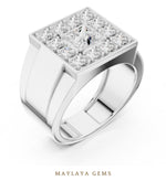 Load image into Gallery viewer, Maylaya Gems 2.320 ct Princess Halo Lab-Grown Diamond Men's Ring in white gold