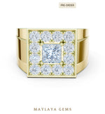 Load image into Gallery viewer, Maylaya Gems 2.320 ct Princess Halo Lab-Grown Diamond Men's Ring in yellow gold