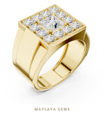 Load image into Gallery viewer, Maylaya Gems 2.320 ct Princess Halo Lab-Grown Diamond Men's Ring in yellow gold