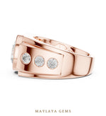 Load image into Gallery viewer, Maylaya Gems 3.660 ct Round Bezel Lab-Grown Diamond Men's Ring in rose gold