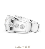 Load image into Gallery viewer, Maylaya Gems 3.660 ct Round Bezel Lab-Grown Diamond Men's Ring in white gold