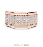 Load image into Gallery viewer, Maylaya Gems 1.200 ct Round Faceted Pavé Lab-Grown Diamond Men's Band in rose gold