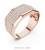 Load image into Gallery viewer, Maylaya Gems 1.200 ct Round Faceted Pavé Lab-Grown Diamond Men's Band in rose gold