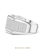 Load image into Gallery viewer, Maylaya Gems 1.200 ct Round Faceted Pavé Lab-Grown Diamond Men's Band in white gold