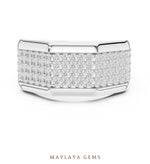 Load image into Gallery viewer, Maylaya Gems 1.200 ct Round Faceted Pavé Lab-Grown Diamond Men's Band in white gold