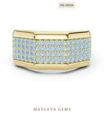 Load image into Gallery viewer, Maylaya Gems 1.200 ct Round Faceted Pavé Lab-Grown Diamond Men's Band in yellow gold