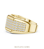Load image into Gallery viewer, Maylaya Gems 1.200 ct Round Faceted Pavé Lab-Grown Diamond Men's Band in yellow gold
