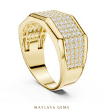 Load image into Gallery viewer, Maylaya Gems 1.200 ct Round Faceted Pavé Lab-Grown Diamond Men's Band in yellow gold