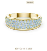 Load image into Gallery viewer, Maylaya Gems 0.927 ct Round Graduated Pavé Lab-Grown Diamond Men's Band in yellow gold