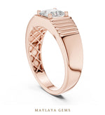 Load image into Gallery viewer, Maylaya Gems 0.780 ct Princess Fluted Lab-Grown Diamond Men's Ring in rose gold