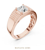Load image into Gallery viewer, Maylaya Gems 0.780 ct Princess Fluted Lab-Grown Diamond Men's Ring in rose gold