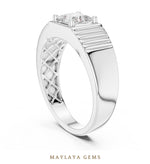 Load image into Gallery viewer, Maylaya Gems 0.780 ct Princess Fluted Lab-Grown Diamond Men's Ring in white gold