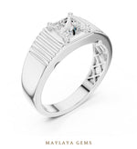 Load image into Gallery viewer, Maylaya Gems 0.780 ct Princess Fluted Lab-Grown Diamond Men's Ring in white gold
