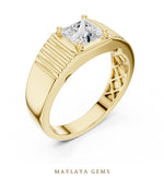 Load image into Gallery viewer, Maylaya Gems 0.780 ct Princess Fluted Lab-Grown Diamond Men's Ring in yellow gold
