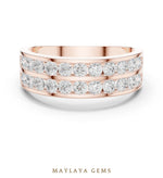 Load image into Gallery viewer, Maylaya Gems 1.320 ct Round Double Channel Lab-Grown Diamond Men's Band in rose gold