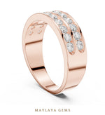 Load image into Gallery viewer, Maylaya Gems 1.320 ct Round Double Channel Lab-Grown Diamond Men's Band in rose gold