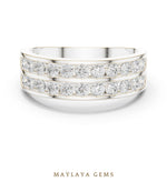 Load image into Gallery viewer, Maylaya Gems 1.320 ct Round Double Channel Lab-Grown Diamond Men's Band in white gold