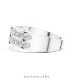 Load image into Gallery viewer, Maylaya Gems 1.320 ct Round Double Channel Lab-Grown Diamond Men's Band in white gold