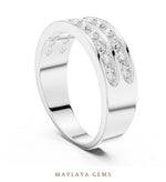 Load image into Gallery viewer, Maylaya Gems 1.320 ct Round Double Channel Lab-Grown Diamond Men's Band in white gold