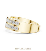 Load image into Gallery viewer, Maylaya Gems 1.320 ct Round Double Channel Lab-Grown Diamond Men's Band in yellow gold