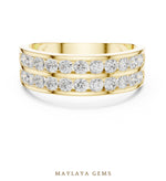 Load image into Gallery viewer, Maylaya Gems 1.320 ct Round Double Channel Lab-Grown Diamond Men's Band in yellow gold