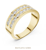 Load image into Gallery viewer, Maylaya Gems 1.320 ct Round Double Channel Lab-Grown Diamond Men's Band in yellow gold