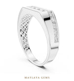 Load image into Gallery viewer, Maylaya Gems 0.545 ct Round Offset Channel Lab-Grown Diamond Men's Band in white gold