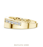 Load image into Gallery viewer, Maylaya Gems 0.545 ct Round Offset Channel Lab-Grown Diamond Men's Band in yellow gold