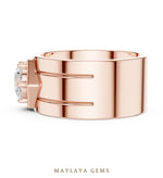 Load image into Gallery viewer, Maylaya Gems 1.420 ct Round Hexagon Frame Lab-Grown Diamond Men's Ring in rose gold