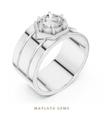 Load image into Gallery viewer, Maylaya Gems 1.420 ct Round Hexagon Frame Lab-Grown Diamond Men's Ring in white gold