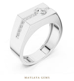 Load image into Gallery viewer, Maylaya Gems 0.680 ct Round Channel Accent Lab-Grown Diamond Men's Ring in white gold