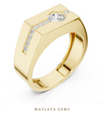 Load image into Gallery viewer, Maylaya Gems 0.680 ct Round Channel Accent Lab-Grown Diamond Men's Ring in yellow gold