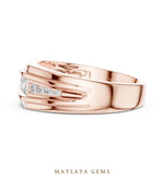 Load image into Gallery viewer, Maylaya Gems 0.585 ct Round Stepped Channel Lab-Grown Diamond Men's Band in rose gold