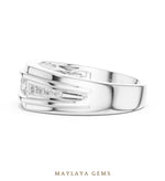 Load image into Gallery viewer, Maylaya Gems 0.585 ct Round Stepped Channel Lab-Grown Diamond Men's Band in white gold