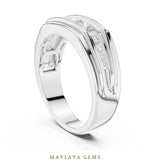 Load image into Gallery viewer, Maylaya Gems 0.585 ct Round Stepped Channel Lab-Grown Diamond Men's Band in white gold