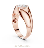 Load image into Gallery viewer, Maylaya Gems 1.920 ct Round Bezel Signet Lab-Grown Diamond Men's Ring in rose gold