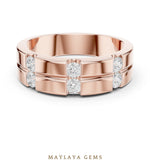 Load image into Gallery viewer, Maylaya Gems 0.390 ct Round Paired Channel Lab-Grown Diamond Men's Band in rose gold