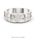 Load image into Gallery viewer, Maylaya Gems 0.390 ct Round Paired Channel Lab-Grown Diamond Men's Band in white gold