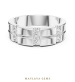 Load image into Gallery viewer, Maylaya Gems 0.390 ct Round Paired Channel Lab-Grown Diamond Men's Band in white gold