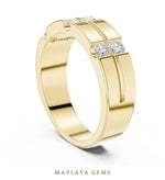 Load image into Gallery viewer, Maylaya Gems 0.390 ct Round Paired Channel Lab-Grown Diamond Men's Band in yellow gold