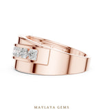 Load image into Gallery viewer, Maylaya Gems 0.880 ct Round Diagonal Channel Lab-Grown Diamond Men's Band in rose gold
