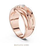 Load image into Gallery viewer, Maylaya Gems 0.470 ct Round Sculpted Rail Lab-Grown Diamond Men's Ring in rose gold