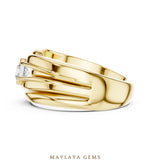 Load image into Gallery viewer, Maylaya Gems 0.470 ct Round Sculpted Rail Lab-Grown Diamond Men's Ring in yellow gold