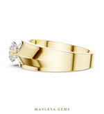 Load image into Gallery viewer, Maylaya Gems 0.850 ct Round Geometric Shoulder Lab-Grown Diamond Men's Ring in yellow gold