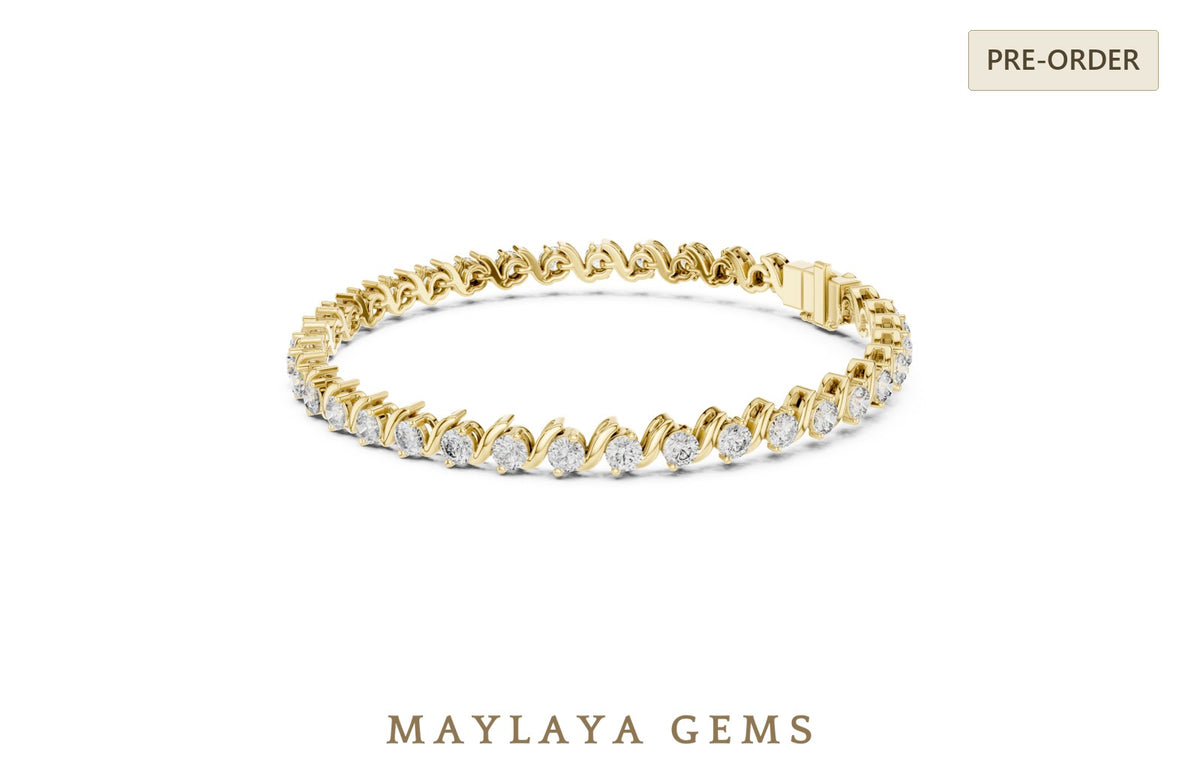 Maylaya gems lab grown diamond bracelet in yellow gold