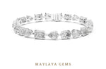 Load image into Gallery viewer, Maylaya Gems oval, pear & emerald tennis lab-grown diamond bracelet in white gold